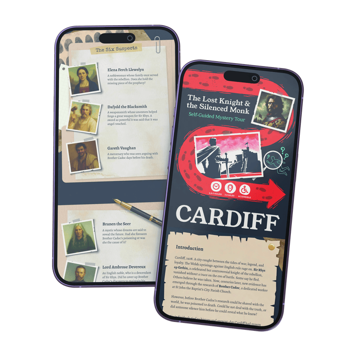 Cardiff Self-Guided Murder Mystery Tour Guide Booklet | Outdoor Escape Room Game & City Treasure Hunt Adventure | Fun Thing to Do in Cardiff – The Lost Knight & the Silenced Monk