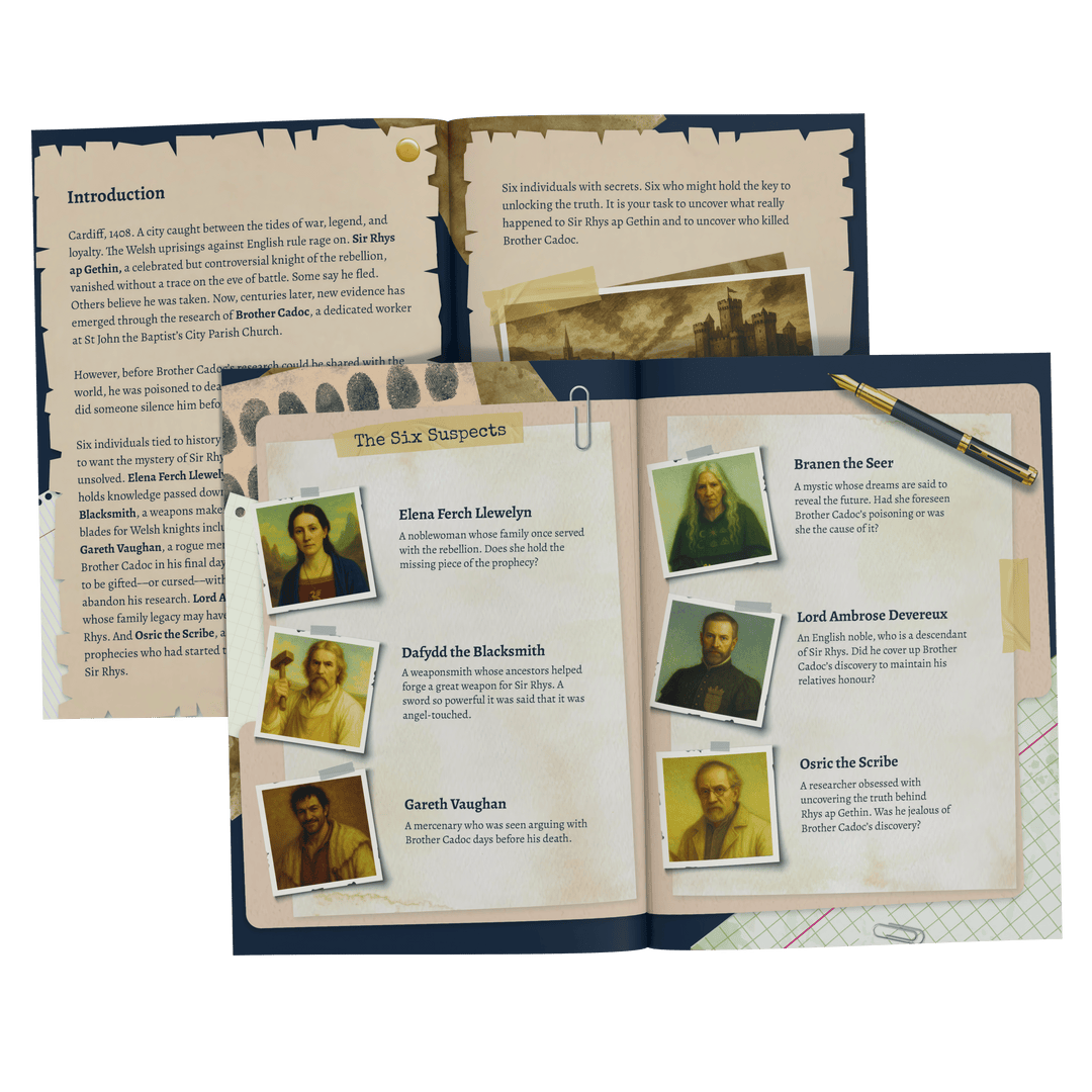 Cardiff Self-Guided Murder Mystery Tour Guide Booklet | Outdoor Escape Room Game & City Treasure Hunt Adventure | Fun Thing to Do in Cardiff – The Lost Knight & the Silenced Monk