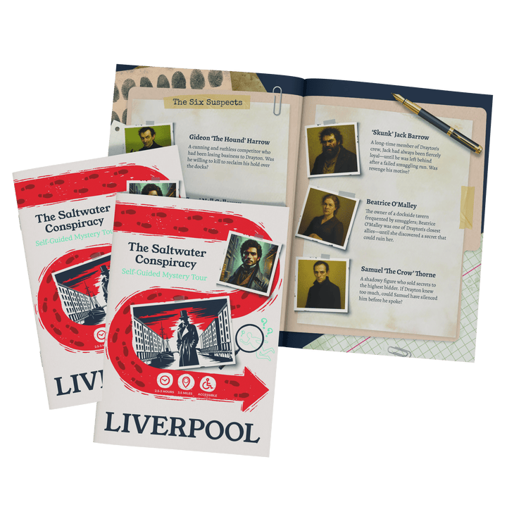 Liverpool Self-Guided Murder Mystery Tour Guide Booklet | Outdoor Escape Room Game & City Treasure Hunt Adventure | Fun Thing to Do in Liverpool – The Saltwater Conspiracy