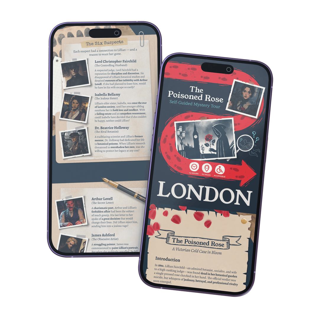London Self-Guided Murder Mystery Tour Guide Booklet | Outdoor Escape Room Game & City Treasure Hunt Adventure | Fun Thing to Do in London – The Poisoned Rose